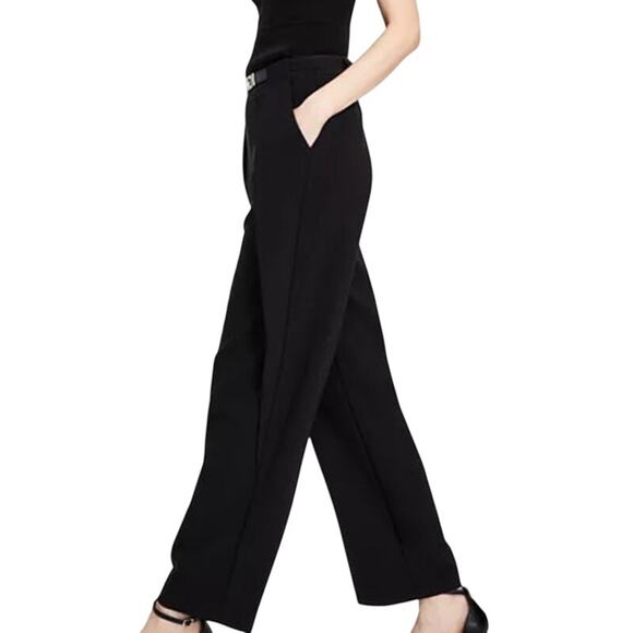 Anne Klein Women's Belted High-Rise Wide Leg Pants in Anne Black - Picture 2 of 3